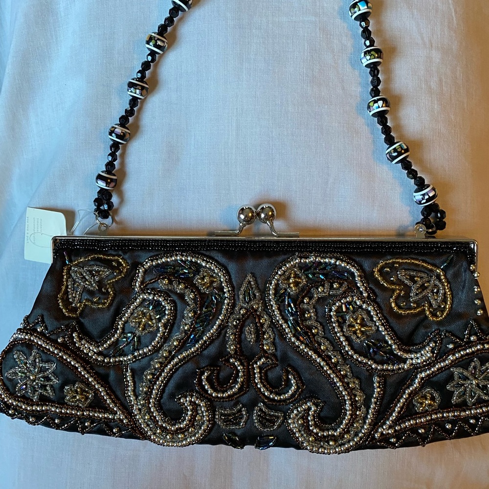 Black beaded clutch  very detailed